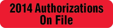 2014 Authorization On File 1-1/4&quot;x5/16&quot; Fl-Red, 500/Roll