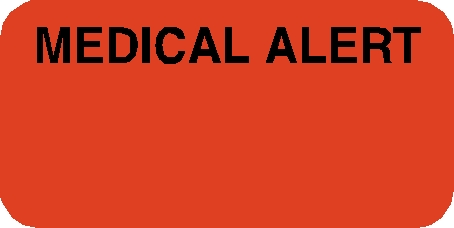 Medical Alert 1-1/2&quot;x3/4&quot; Fl-Red, 250/Roll