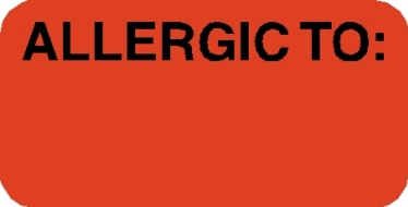 Allergic To: 1-1/2&quot;x3/4&quot; Fl-Red, 250/Roll