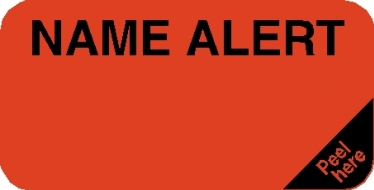 Name Alert 1-1/2"x3/4" Fl-Red, 250/Roll<br />11-40543