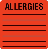 Allergies 2"x2" Fl-Red, 500/Roll<br />11-40560