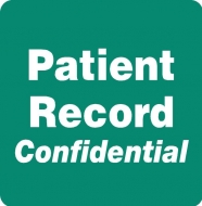 Patient Record Confidential Label 2"x2" Green, 500/Roll<br />11-40571