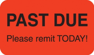 Past Due Remit Today 1-1/2"x7/8" Fl-Red, 250/Roll<br />11-MAP1350