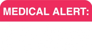 Medical Alert: 1-1/2"x7/8" White/Red, 250/Roll<br />19-MAP1600