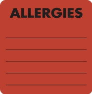 Allergies 2"x2" Fl-Red, 250/Roll<br />19-MAP3220