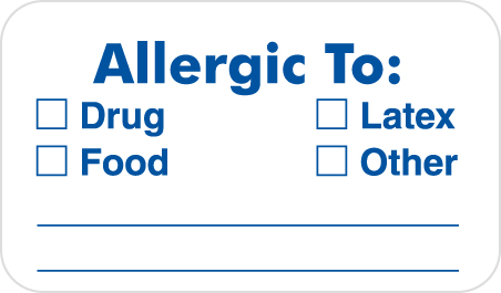 Allergic Options 1-1/2&quot;x7/8&quot; White/Blue, 250/Roll
