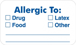 Allergic Options 1-1/2&quot;x7/8&quot; White/Blue, 250/Roll