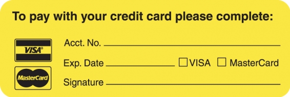 Credit Card Visa MC 3"x1" Fl-Chartreuse, 250/Roll<br />11-MAP4680