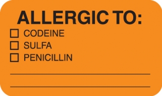 Allergy Options 1-1/2"x7/8" Fl-Orange, 250/Roll<br />11-MAP4920