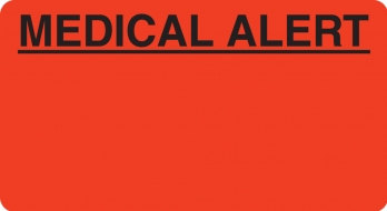 Medical Alert 3-1/4"x1-3/4" Fl-Red, 250/Roll<br />11-MAP5180