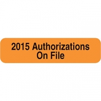 2015 Authorization On File 1-1/4&quot;x5/16&quot; Fl-Orange, 500/Roll
