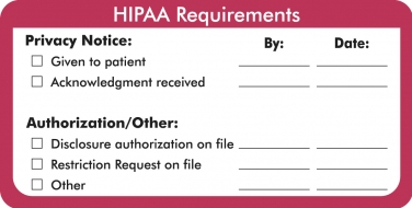 HIPAA Requirements Privacy 4"x2" Red, 250/Roll<br />11-MAP7130