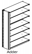 Single Entry, Open Shelving, Unslotted, Adder Unit, 6 Openings, 7 Shelves, 36"w x 15"d x 76"h<br />DA-761536-A6L
