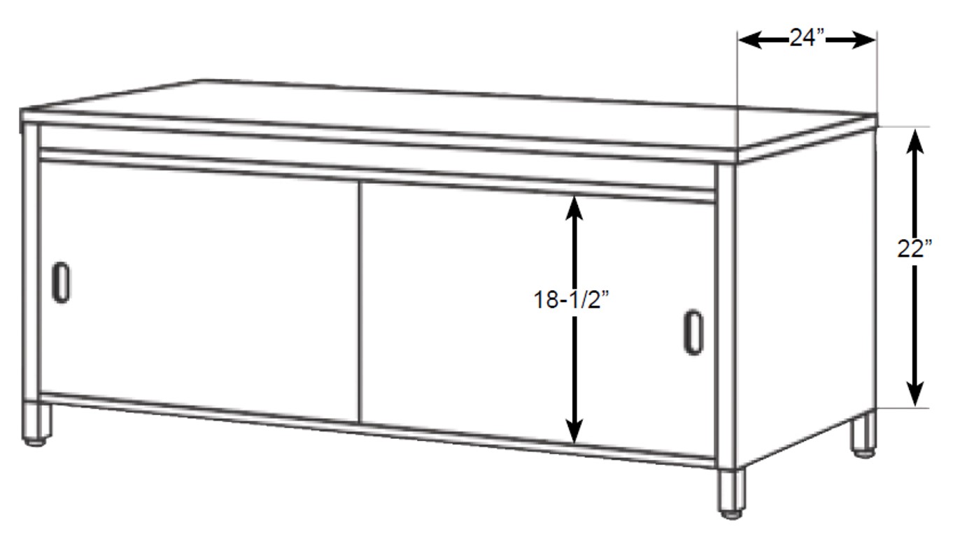 24&quot; Deep Console Table, With bottom shelf and sliding doors, 50-1/8&quot; W, Adjustable 28&quot; to 36&quot; H