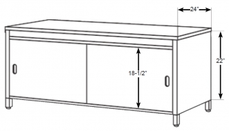24" Deep Console Table, With bottom shelf and sliding doors, 45-1/4" W, Adjustable 28" to 36" H<br />DA-CMA45SSD