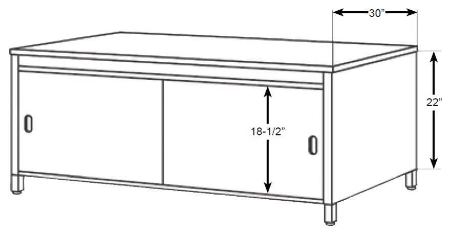30&quot; Deep Console Table, With bottom shelf and sliding doors, 45-1/4&quot; W, Adjustable 28&quot; to 36&quot; H