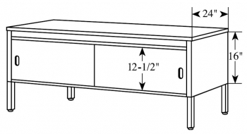 24" Deep Machine Table, With bottom shelf, 24" W, Adjustable 28" to 36" H<br />DA-MTA24S