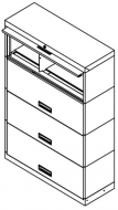 Stationary Shelving with retractable door, 4 Openings, Locking, Legal Size, 100 Series, 36"w x 18"d x 52"h<br />DA-SN16LG4