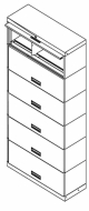 Stationary Shelving with retractable door, 6 Openings, Non-Locking, Legal Size, 100 Series, 30"w x 18"d x 76"h<br />DA-SN10LG6-NL