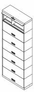 Stationary Shelving with retractable door, 7 Openings, Locking, Letter Size, 100 Series, 30"w x 15"d x 88"h<br />DA-SN10LT7
