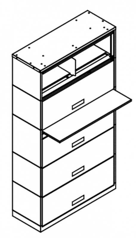 Stationary Shelving with posting shelf, 5 Openings, Locking, Binder Size, 200 Series, 30&quot;w x 15&quot;d x 76-1/2&quot;h