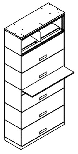 Stationary Shelving with posting shelf, 6 Openings, Locking, Binder Size, 200 Series, 24&quot;w x 15&quot;d x 90-1/2&quot;h
