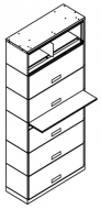 Stationary Shelving with posting shelf, 6 Openings, Locking, Binder Size, 200 Series, 42"w x 15"d x 90-1/2"h<br />DA-SN22BN6