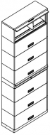 Stationary shelving with spacer, 7 Openings, Locking, Letter Size, 300 series, 42"w x 15"d x 90-1/2"h<br />DA-SN32LT7