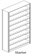 Preconfigured, Letter Size, Open Shelving, Starter Unit, 8 openings, 9 shelves, 48"w x 12"d x 88-1/4"h<br />DA-881248-S8