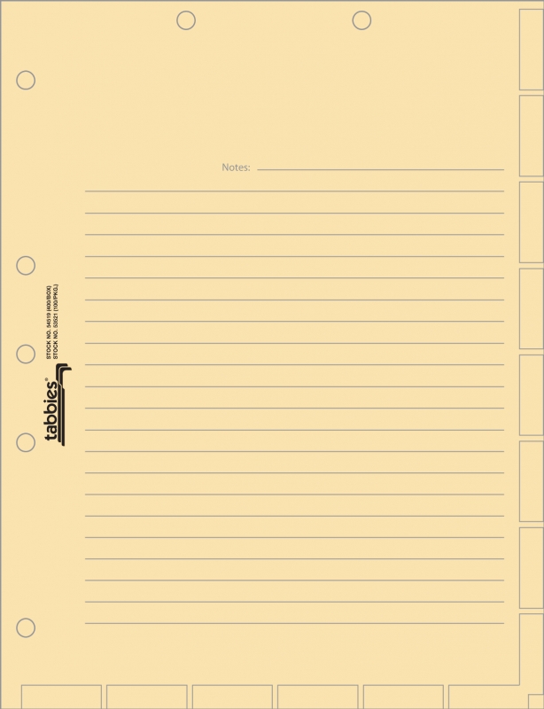 Chart Index Divider Sheet Manila, 100/Pkg