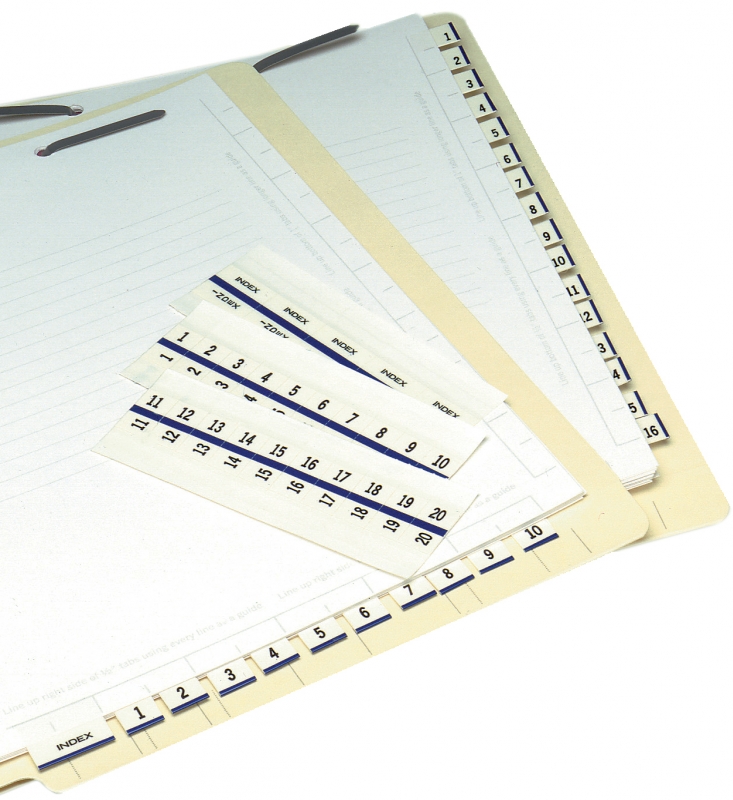 Numerical Legal Exhibit Index Tabs 1/2&quot; - (Must be purchased in box quantity), 5 Pkgs/ Box