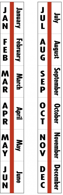 Month Computer Printout Index Tabs 1&quot; - (Must be purchased in box quantity), 10 Pkgs/ Box