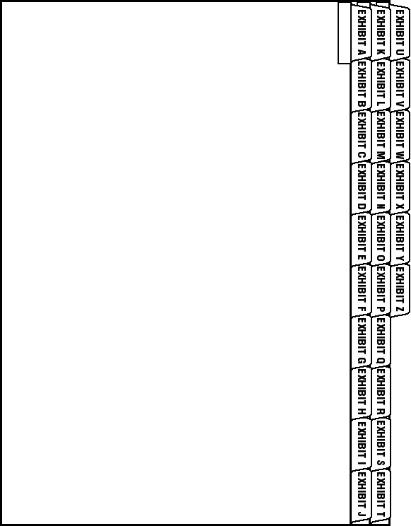 Exhibits A-Z Legal Side Complete Index Set, 1 Set/Pkg