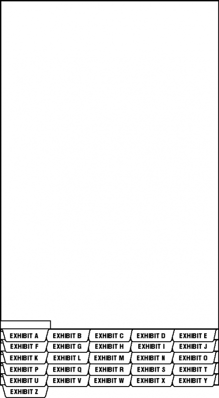 Exhibits A-Z Bottom Legal Index, 25/Pkg