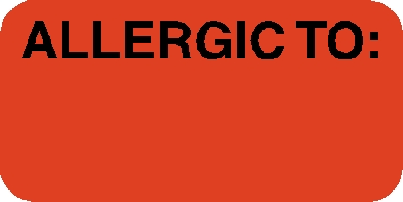 Allergic To: 1-1/2&quot;x3/4&quot; Fl-Red, 250/Roll