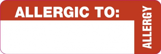 Allergic To: Wrap-Around 3"x1" White/Red, 500/Roll<br />11-40562