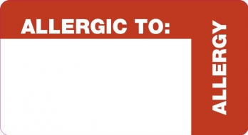 Allergic To: Wrap-Around Label - 3-1/4"x1-3/4", 500/Roll<br />11-40563