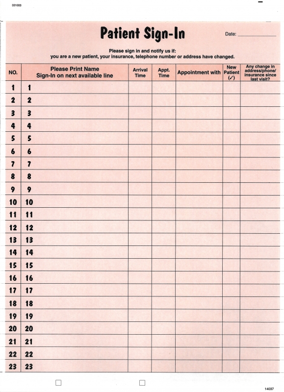 Patient Sign-In Label Forms, 125/Pkg