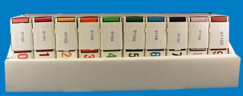 0-9 Labels Tab 1" Roll Unit 91100 Series - 10 Rolls/Unit, 1 Unit<br />11-31100