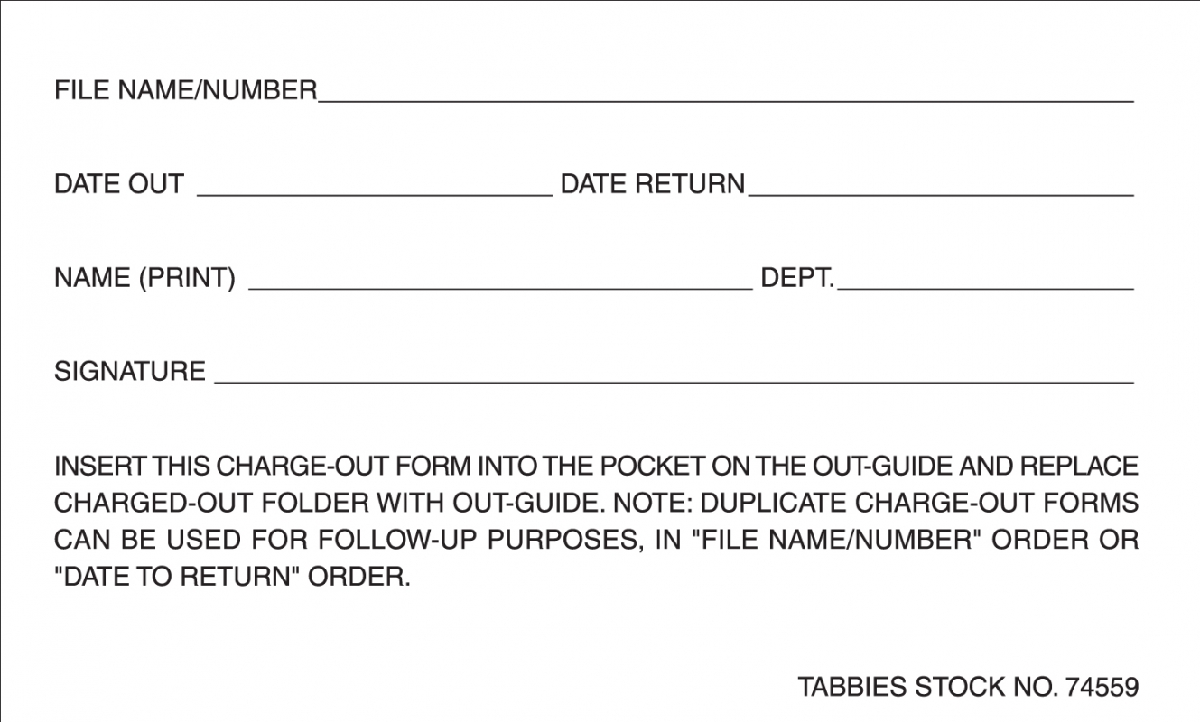 Charge-Out Forms 5&quot;x3&quot;, 1000/Box