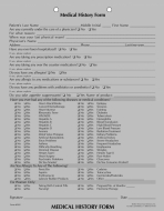 Dental Form - Medical History, 100<br />36-RS-902