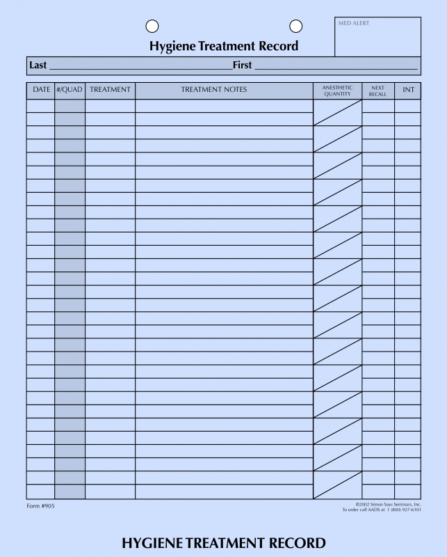 Dental Form - Hygiene Treatment, 100