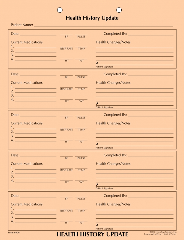 Dental Form - Health History Update, 100