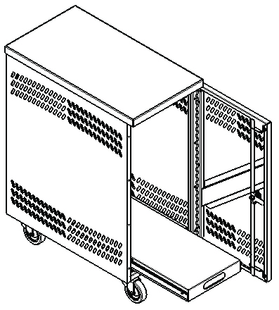 CPU Locker, Right-Hand Hinge, Server, Floor Mounted, Reinforced door, 18&quot;w x 34&quot;d x 29-1/4&quot;h