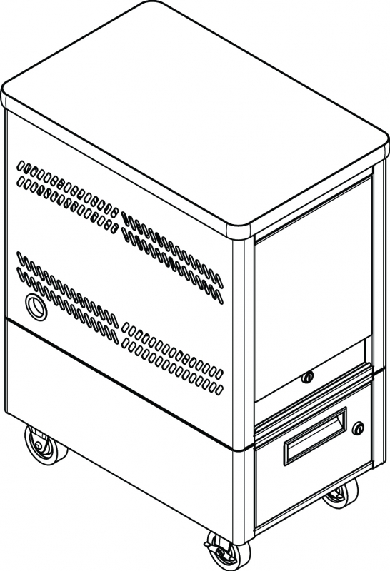 Laptop Depot Cart, 3&quot; caster, 5 capacity, Secure and charge laptops, 14-3/4&quot;w x 22-3/4&quot;d x 29-5/8&quot;h