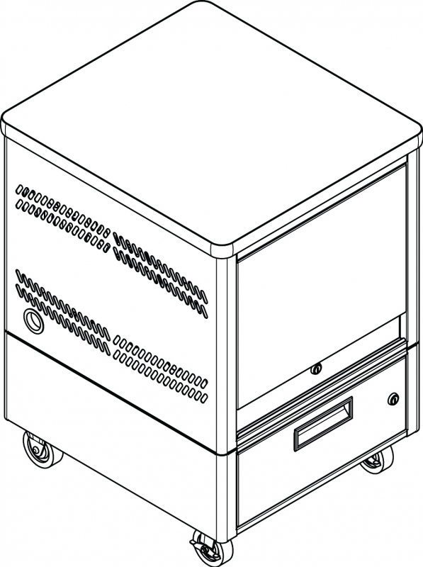 Laptop Depot Cart, 3&quot; caster, 8 capacity, Secure and charge laptops, 20-3/4&quot;w x 22-3/4&quot;d x 29-5/8&quot;h