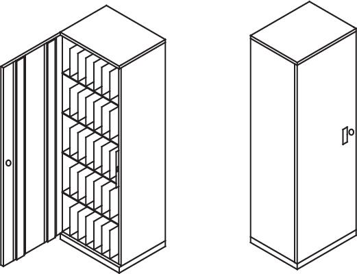 LapTop Tower, Standard key, 3point locking system, Right-Hand Hinge