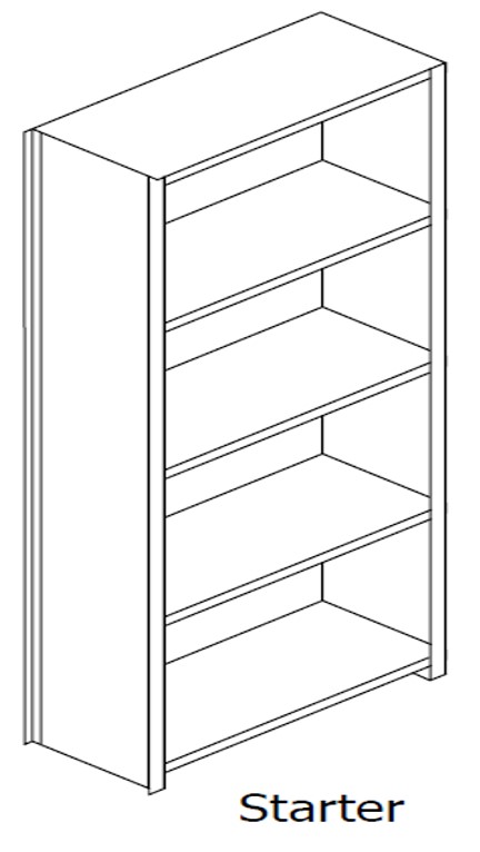 Unslotted, Open Shelving, Starter Unit, 4 Openings, 5 Shelves, 48&quot;w x 12&quot;d x 88-1/4&quot;h