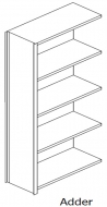 Unslotted, Open Shelving, Adder Unit, 4 Openings, 5 Shelves, 24"w x 12"d x 88-1/4"h<br />DA-881224-A4H