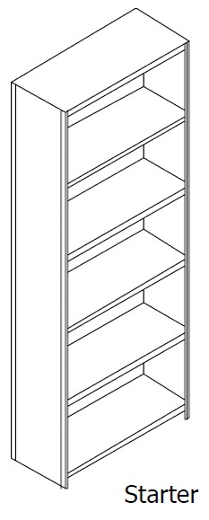 Unslotted, Open Shelving, Starter Unit, 5 Openings, 6 Shelves, 24&quot;w x 36&quot;d x 88-1/4&quot;h